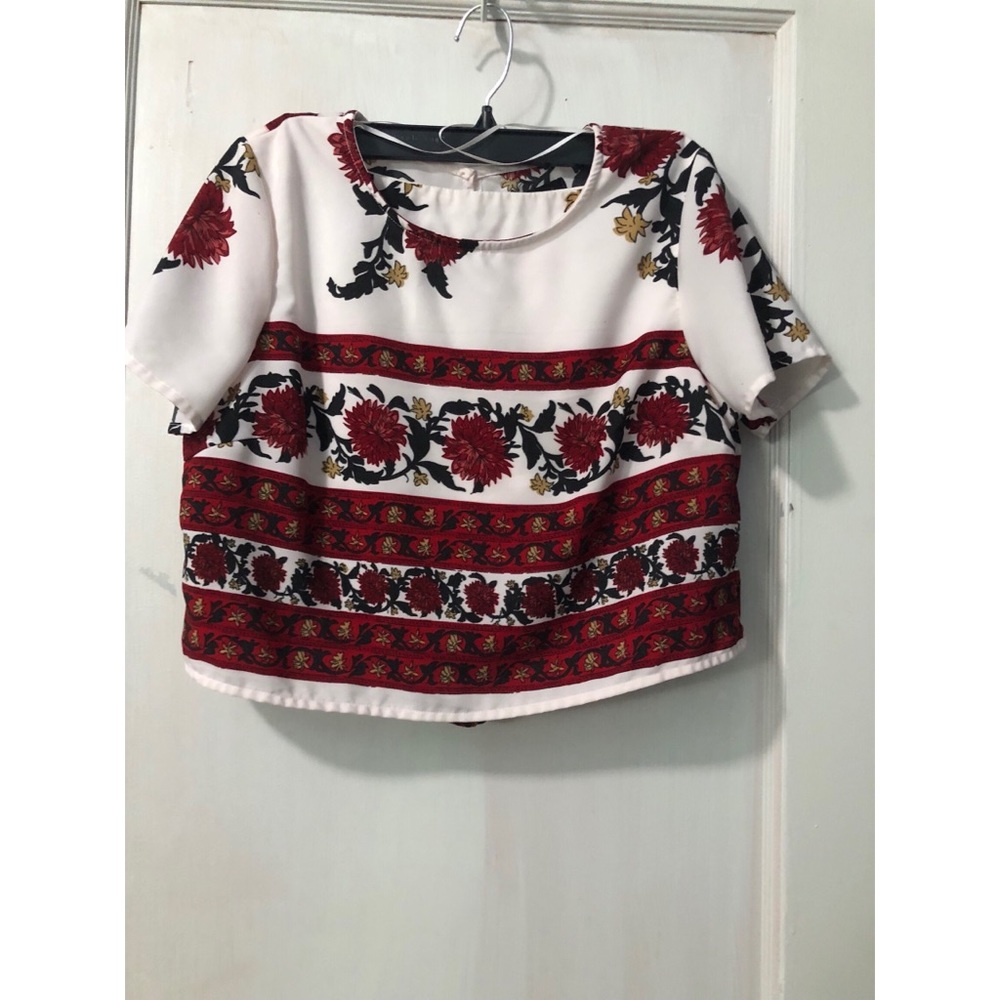 Red And White Crop Top & Shorts